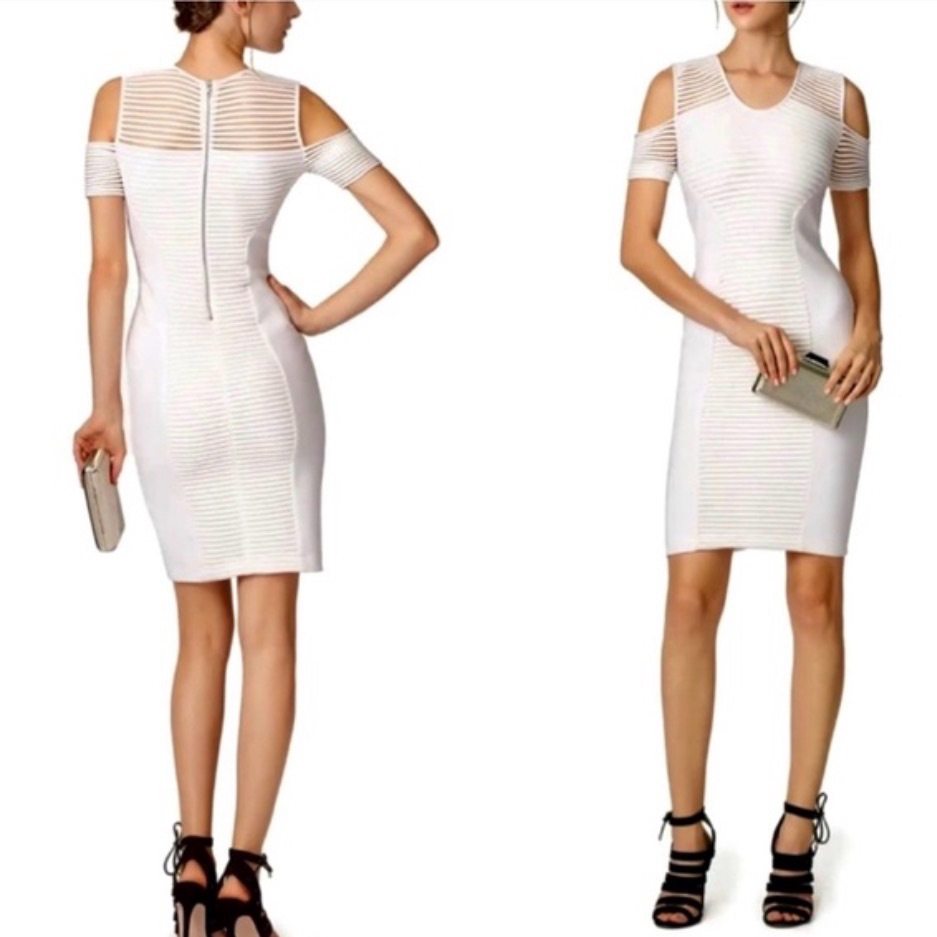 Yigal Azrouel White Cold-Shoulder Bodycon Dress 6